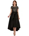 Adrianna Papell Women's Sequin High-low Dress In Black Gunmetal