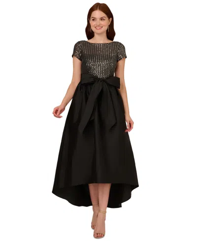 Adrianna Papell Women's Sequin High-low Dress In Black Gunmetal