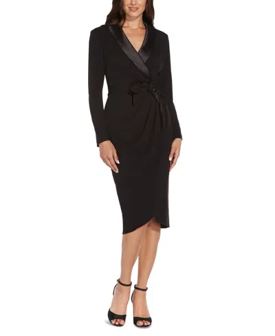 Adrianna Papell Women's Shawl-collar Side-tie Tuxedo Dress In Black
