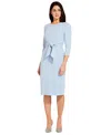 Adrianna Papell Tie Waist Crepe Sheath Dress In Blue Mist