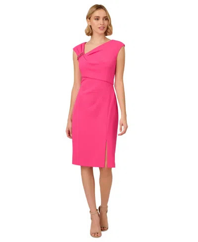 Adrianna Papell Women's Sleeveless Asymmetric Midi Dress In Electric Pink
