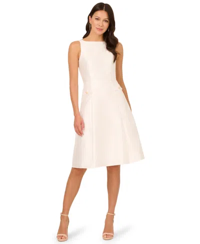 ADRIANNA PAPELL WOMEN'S SLEEVELESS BUTTON MIKADO DRESS