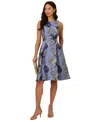 Adrianna Papell Women's Sleeveless Floral-embroidered Dress In Blue Multi