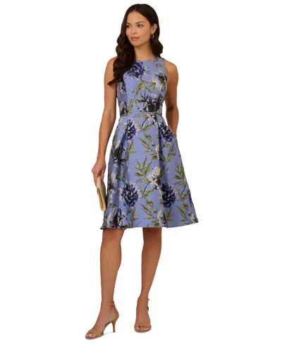 Adrianna Papell Women's Sleeveless Floral-embroidered Dress In Blue Multi