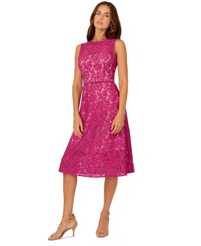ADRIANNA PAPELL WOMEN'S SLEEVELESS LACE MIDI DRESS