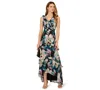 Adrianna Papell Floral Ruffle Chiffon Evening Gown In Blue