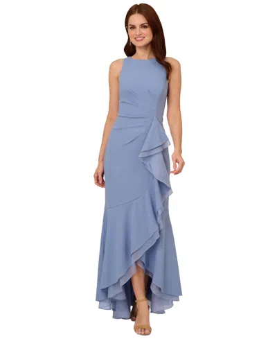Adrianna Papell Women's Sleeveless Ruffled High-low Gown In French Blue