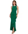 Adrianna Papell Ruffle Crepe Mermaid Gown In Radiant Emerald