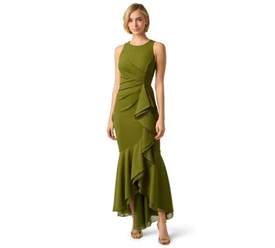 Adrianna Papell Women's Sleeveless Ruffled High-low Gown In Green