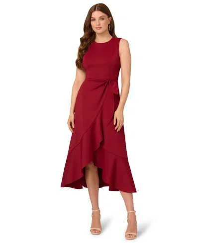 Adrianna Papell Women's Sleeveless Scuba Midi Dress In Burgundy