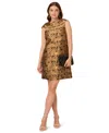 Adrianna Papell Bias Collar Shift Dress In Brown
