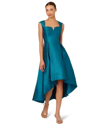 Adrianna Papell Women's Solid Mikado High-low Dress In Blue