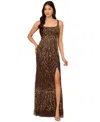 Adrianna Papell Embellished Sleeveless Gown In Chocolate