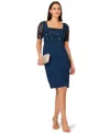 Adrianna Papell Women's Square-neck Sheath Dress In Blue