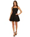 Adrianna Papell Sequin Soutache Bubble Skirt Fit & Flare Cocktail Minidress In Black
