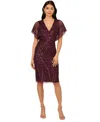 Adrianna Papell Womens Beaded Polyester Midi Dress In Deep Amethys