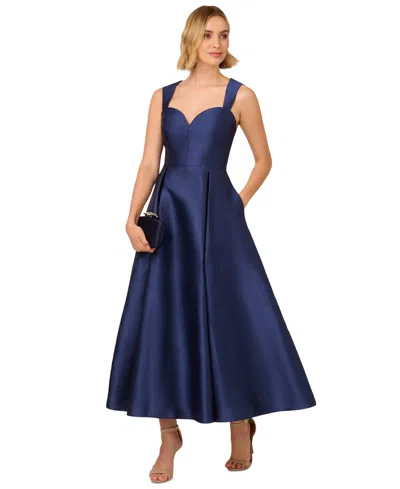 Adrianna Papell Women's Sweetheart-neck Mikado Gown In Light Navy