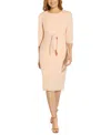 ADRIANNA PAPELL WOMEN'S TIE-FRONT 3/4-SLEEVE CREPE KNIT DRESS