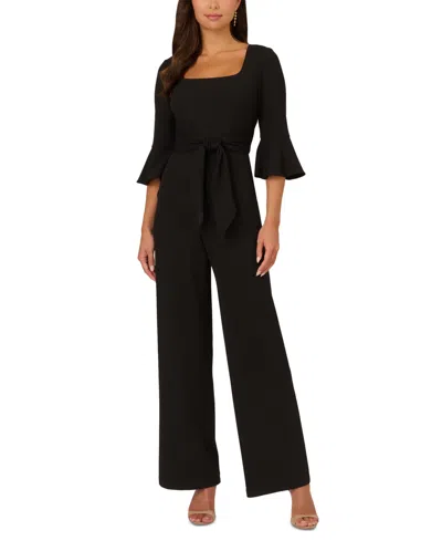 Adrianna Papell Women's Tie-front Bell-sleeve Jumpsuit In Black