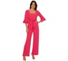 Adrianna Papell Women's Tie-front Bell-sleeve Knit Crepe Jumpsuit In Camellia