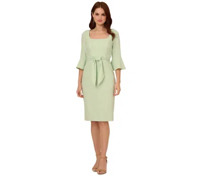 Adrianna Papell Women's Tie-front Bell-sleeve Sheath Dress In Aloe Mist