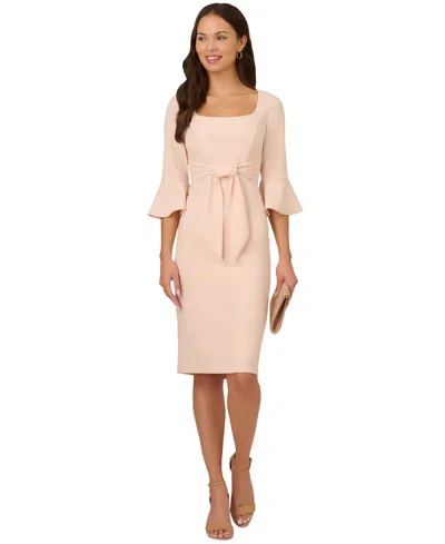 Adrianna Papell Women's Tie-front Bell-sleeve Sheath Dress In Joyful Blush