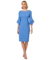 Adrianna Papell Plus Womens Knit Midi Cocktail And Party Dress In Blue