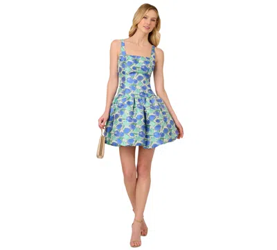 Adrianna Papell Women's Tulip Jacquard Minidress In Blue,green Multi