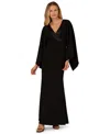 Adrianna Papell Women's V-neck Crepe Gown In Black