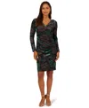 Adrianna Papell Women's V-neck Velvet Midi Dress In Multi