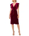 ADRIANNA PAPELL WOMEN'S VELVET FAUX-WRAP RUFFLED DRESS