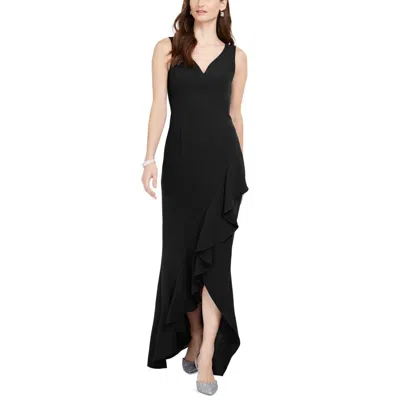 Adrianna Papell Womens Asymmetric Ruffled Evening Dress In Black