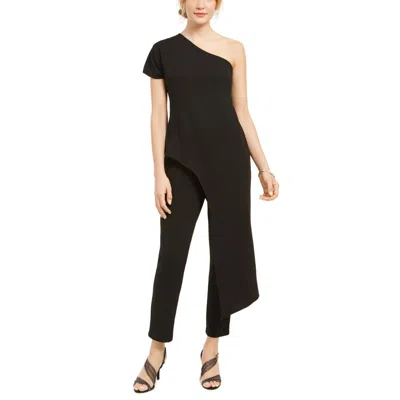 Adrianna Papell Womens Asymmetrical One Shoulder Jumpsuit In Black