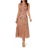ADRIANNA PAPELL WOMENS BEADED ANKLE LENGTH COCKTAIL AND PARTY DRESS
