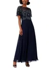 ADRIANNA PAPELL WOMENS BEADED MAXI EVENING DRESS