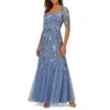 Adrianna Papell Sequin Floral Mesh Mermaid Gown In Multi