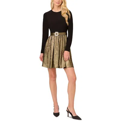 Adrianna Papell Womens Belted Polyester Mini Dress In Black