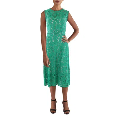 Adrianna Papell Womens Belted Sleeveless Midi Dress In Green