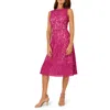 Adrianna Papell Belted Sleeveless Lace Midi Dress In Pink