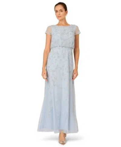 Adrianna Papell Womens Boat Neck Beaded Blouson Gown 0p 20