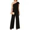 Adrianna Papell Women's Bow-trim One-shoulder Jumpsuit In Black