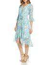 ADRIANNA PAPELL WOMENS CHIFFON FLORAL PRINT COCKTAIL AND PARTY DRESS