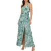 Adrianna Papell Womens Chiffon Leaf Print Evening Dress In Grey