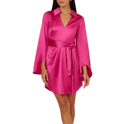 Adrianna Papell Womens Collar Satin Wrap Dress In Multi