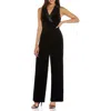 Adrianna Papell Womens Collared Velvet Jumpsuit In Black
