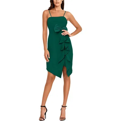 Adrianna Papell Womens Crepe Asymmetric Mini Dress In Green