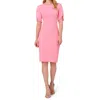 Adrianna Papell Knit Crepe Tiered Sleeve Dress In Pink