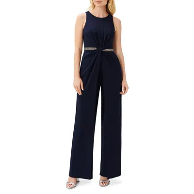 Adrianna Papell Womens Crepe Embellished Jumpsuit In Blue