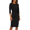 Adrianna Papell Womens Crepe Knee-length Sheath Dress In Black