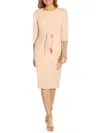 Adrianna Papell Women's Tie-front 3/4-sleeve Crepe Knit Dress In Gold